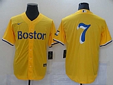 Red Sox 7 Gold Nike 2021 City Connect Replica Player Cool Base Jersey,baseball caps,new era cap wholesale,wholesale hats